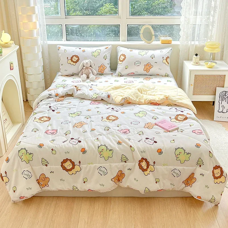 

Cute Dinosaur Quilts Summer Spring Breathable Polyester Cotton Twin Full Size Bed Blanket Soft Thin Boys Girls Home Textile