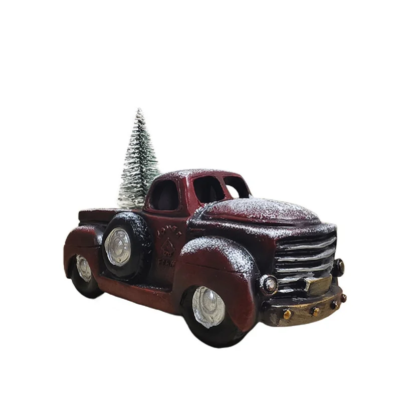 جديد حار بيع عيد الميلاد سيارة حمراء شجرة عيد الميلاد الديكور تمثال عيد الميلاد عطلة الراتنج الحرف