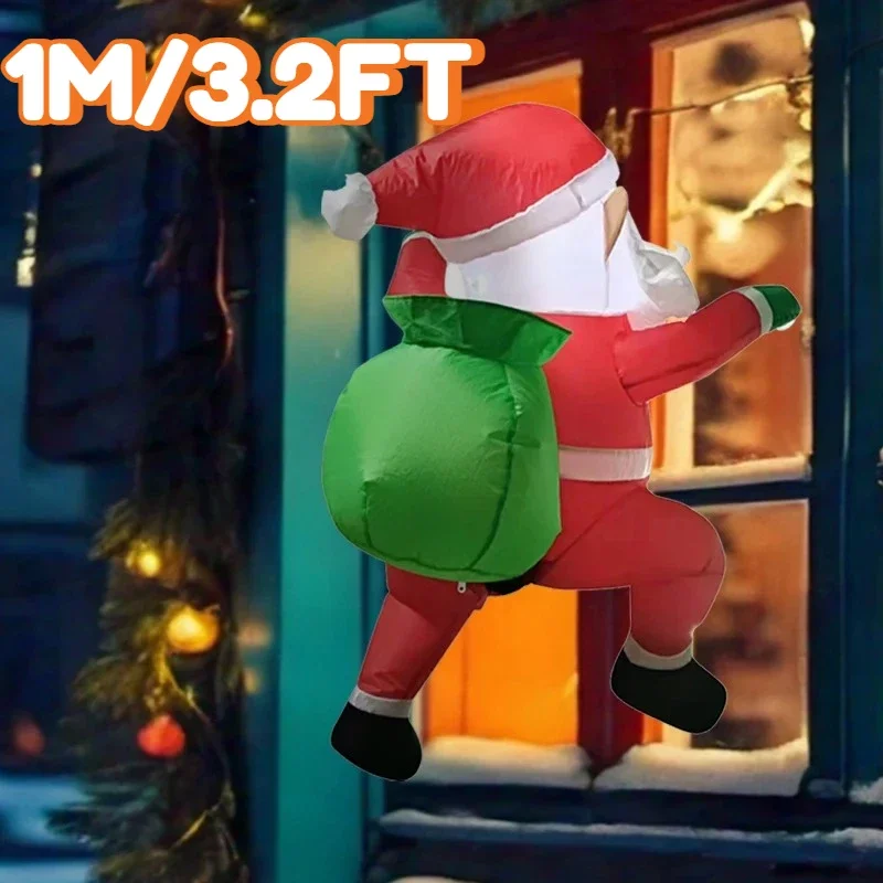 

1M/3.2FT Inflatable Santa Claus Climbing Wall Lights LED Home Decorations Toys Yard Xmas Decor Supplies Holiday Outdoor Decora