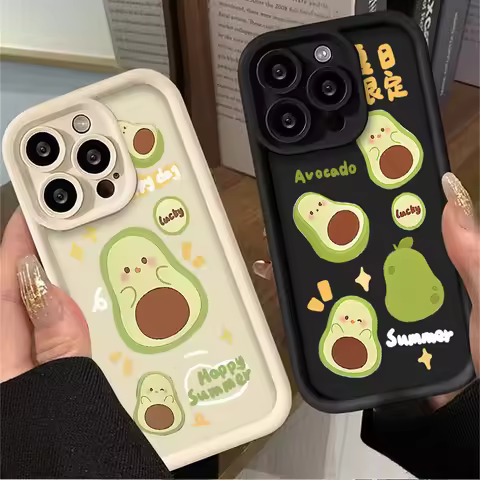 Cartoon Cute Avocado Case for Samsung Galaxy A55 A35 A25 A15 A05 A05S 5G A24 A13 A23 A12 A22 A32 A52 A52S A71 A72 A51 4G Cover