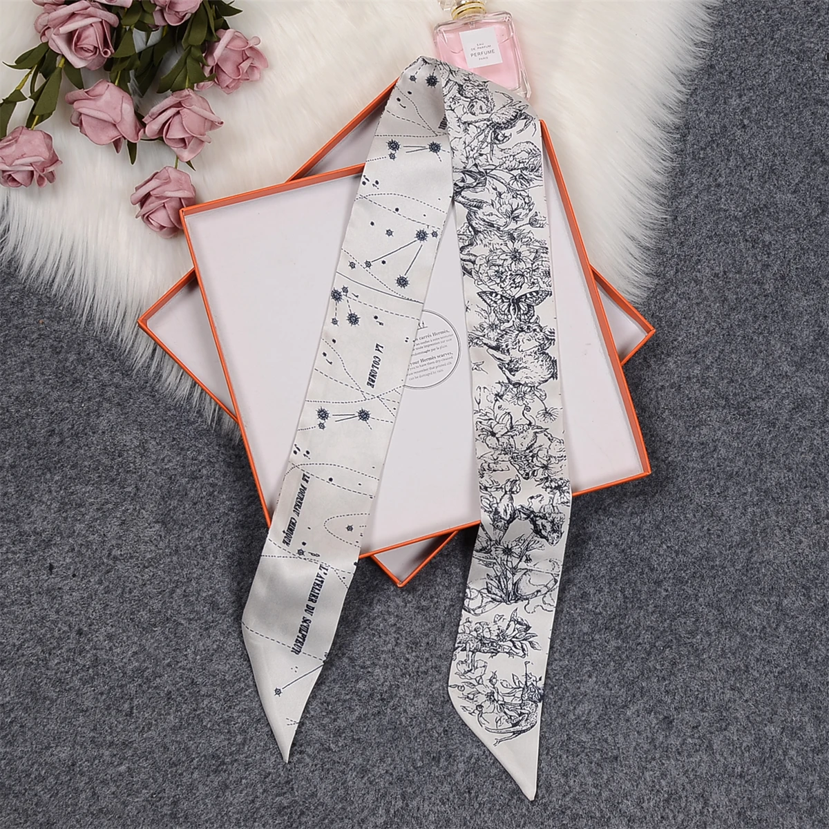 Tarot Constellation 100% Twill Silk Scarf Women Brand Scarf Skinny Bag Scarves Design Wrist Towel Foulard Neckerchief Headband