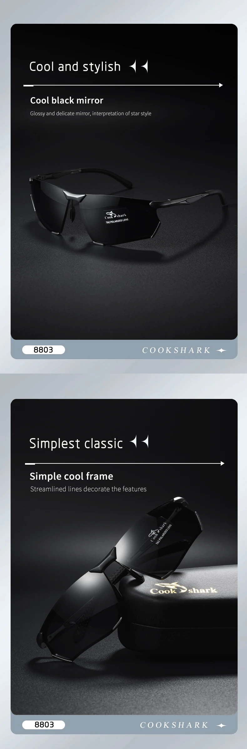 Cook Shark's neue polarisierte Outdoor-Rad-Sonnenbrille für Herren, Fahrer, farbwechselnde Brille zum Angeln, Sonnenbrillen, H – Detail 4