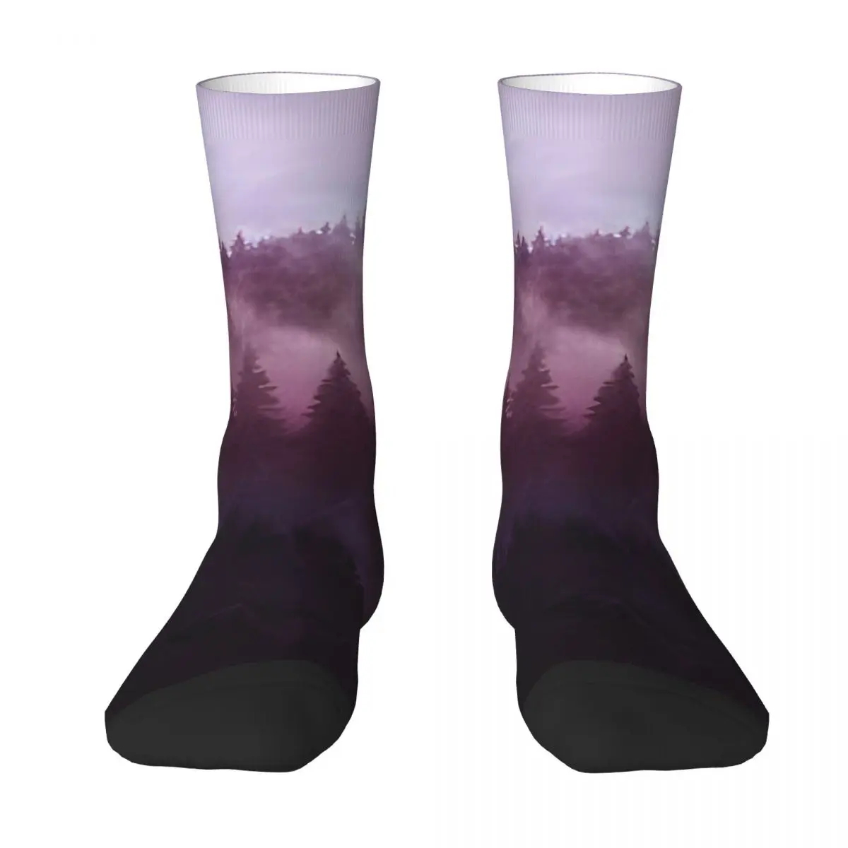 Women Men Socks Purple Foggy Forest forest Stockings Winter Vintage Medium Soft Socks Printed Cycling Anti Sweat Socks