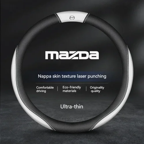 Para Mazda2 3 6 SKYACTIV Axela Atenza CX30 CX5 CX8 CX9 MX5 RX8 RX7 BT50 gamuza cuero protector para volante de coche accesorios para automóviles