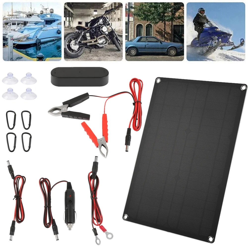 20W Solar Panel Kit Car Caravan Boat Motorcycle RV Battery Trickle Charger Solar Powered Maintainer For 12V Lead Acid Battery