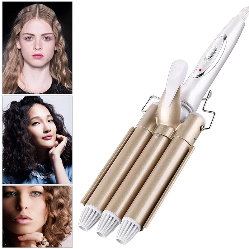 Household New Three-cylinder Ceramic Ion Big Wave Curling Iron With Three-cylinder Curling Iron Curling Iron
