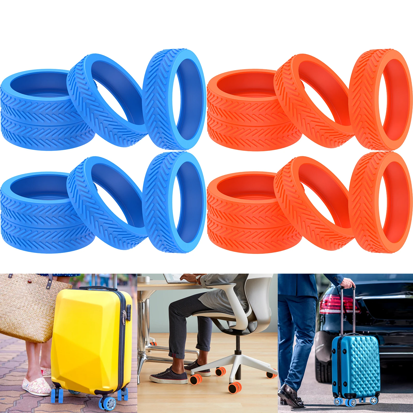 8Pcs Luggage Suitcase Wheel Cover Waterproof Silicone Luggage Caster Cover No Noise Luggage Suitcase Wheels Protector Covers