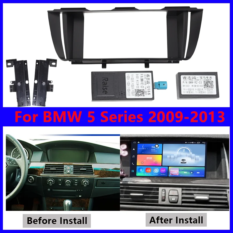 

Navigation Media Player Frame For BMW 5 Series 2009-2013 Instrument Panel Canbus With Cables Accessories Matte Black 9 Inch LHD