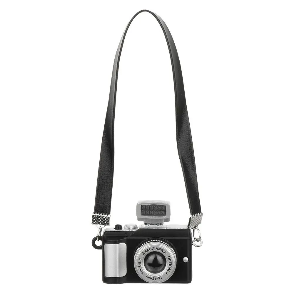 Gift Multicolor Dolls Camera Shutter and Flash with Belt Dollhouse Camera Accessories Plastic Miniature Camera 17cm