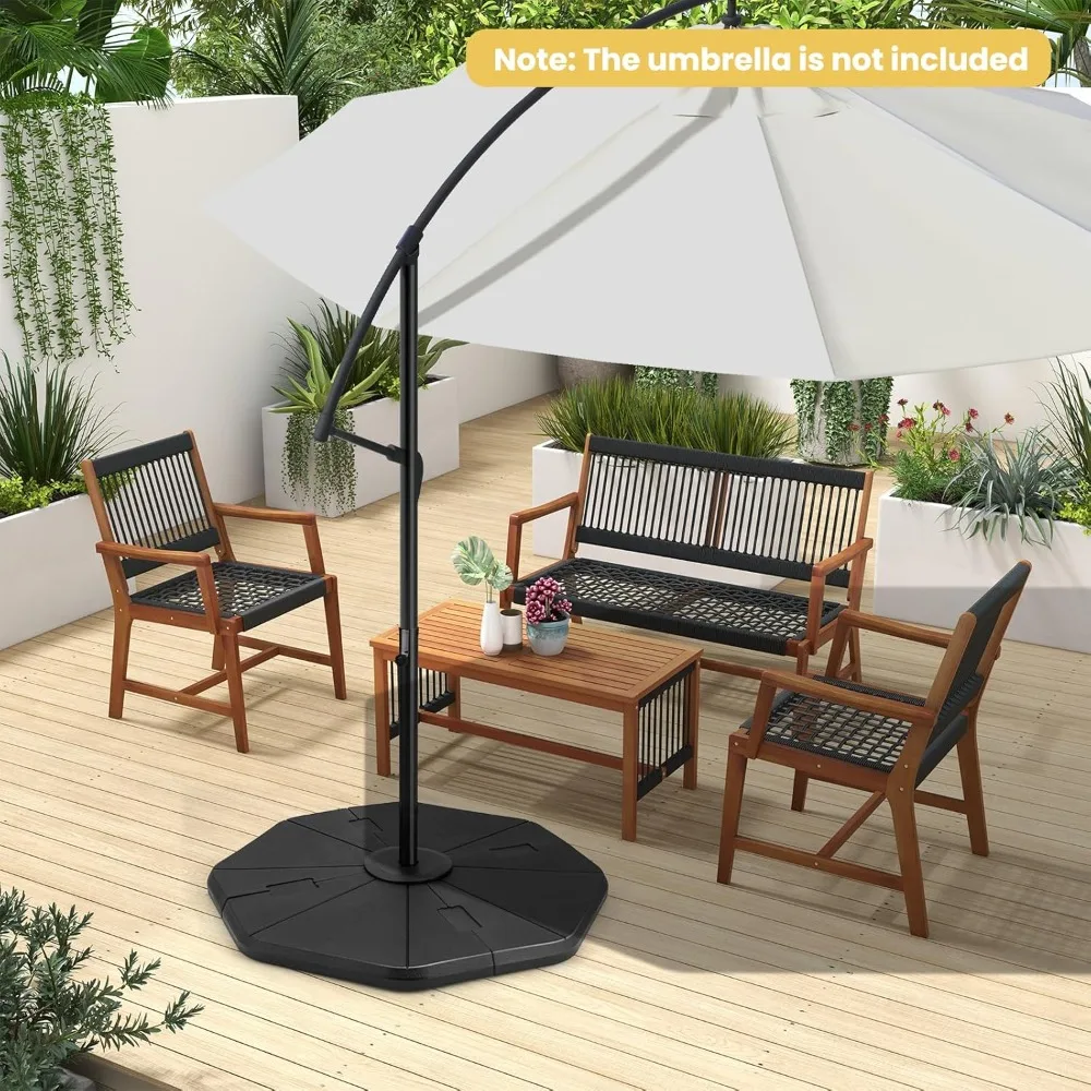 

208 lbs Offset Patio Umbrella Base, HDPE 4 PCS Cantilever Umbrella Stand, Water Sand Fillable, Heavy Duty Umbrella Weigh
