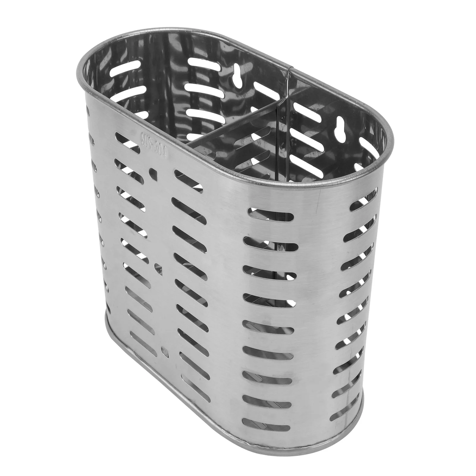 

Stainless Steel Kitchen Utensils Holder Chopsticks Drying Rack 2 Compartments Perforated Holes for Drainage Ventilation Flatware