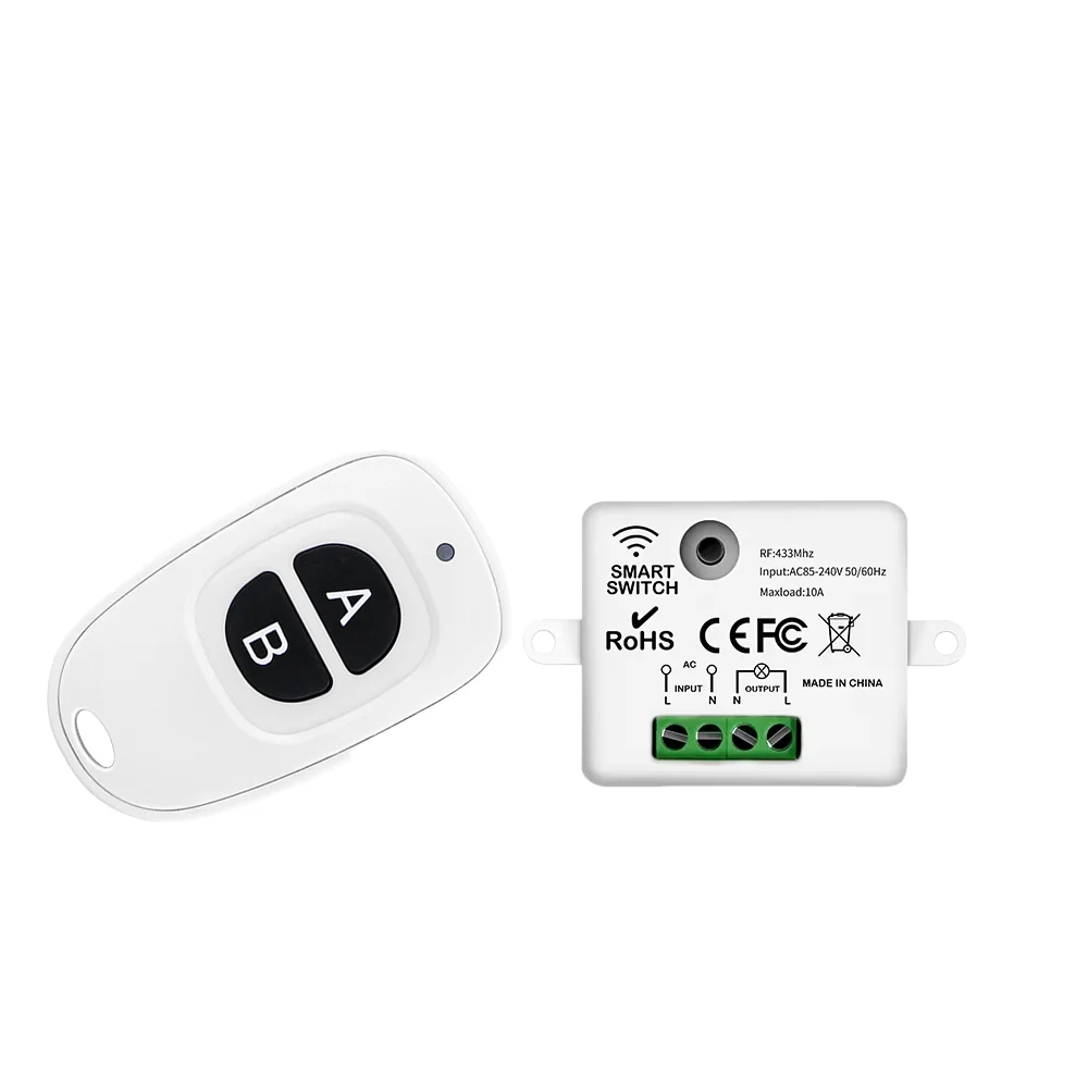 Universal AC 110V 220V 433MHz Smart Remote Control Switch Wireless RF Transmitter 1CH Receiver for Electric Door Light LED Lamp