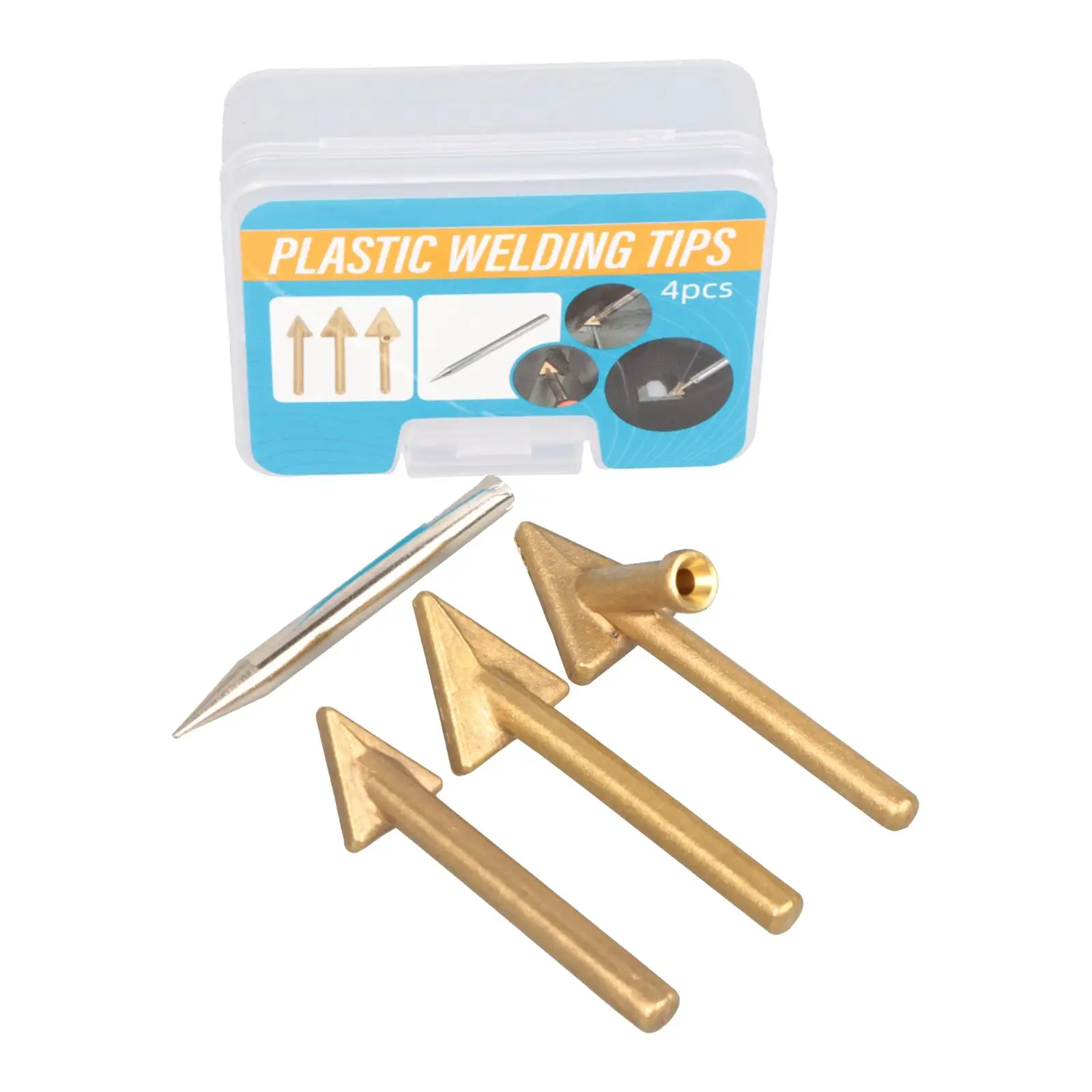 4x Replacement Tips Durable Welder Accessories Triangular Copper Head for Auto Bumper Soldering Equipment Car Bumper Repair Kit