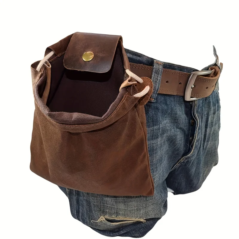 

Trending Canvas Food Storage Waist Bag - Waterproof Foldable Organizer With Leather Accents For Hiking Gear & Survival Trips