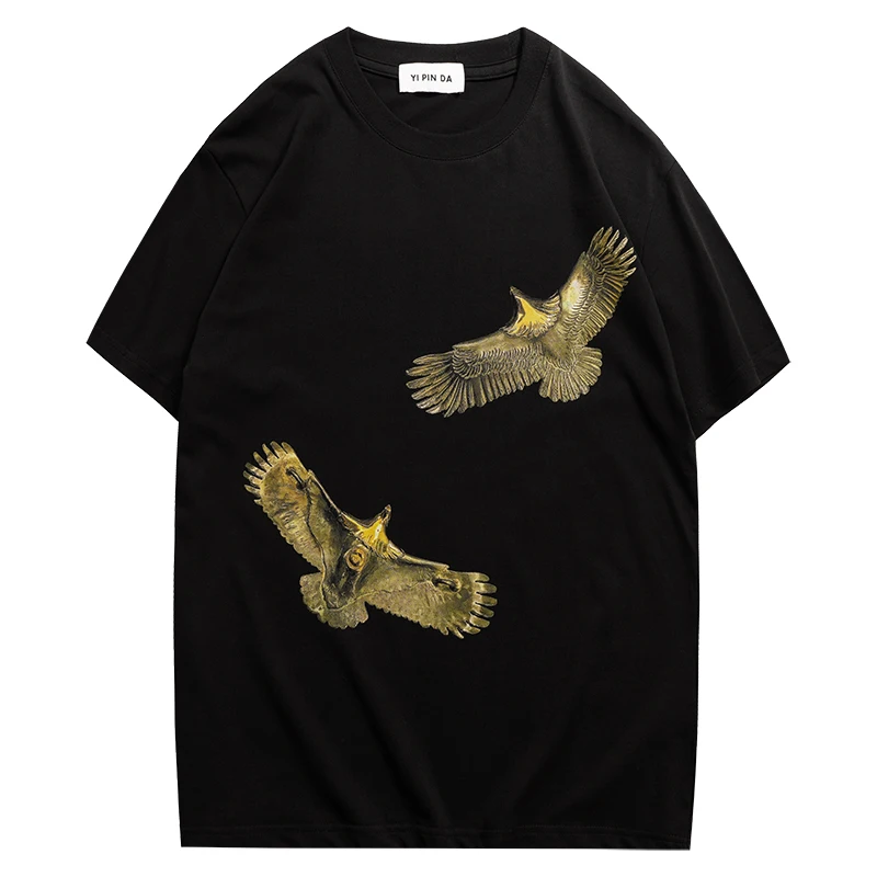 

Мужская футболка Kornit Casual Loose с коротким рукавом, модная, с принтом орла, парная майка, дышащая, молодежная, популярная, хлопковая футболка