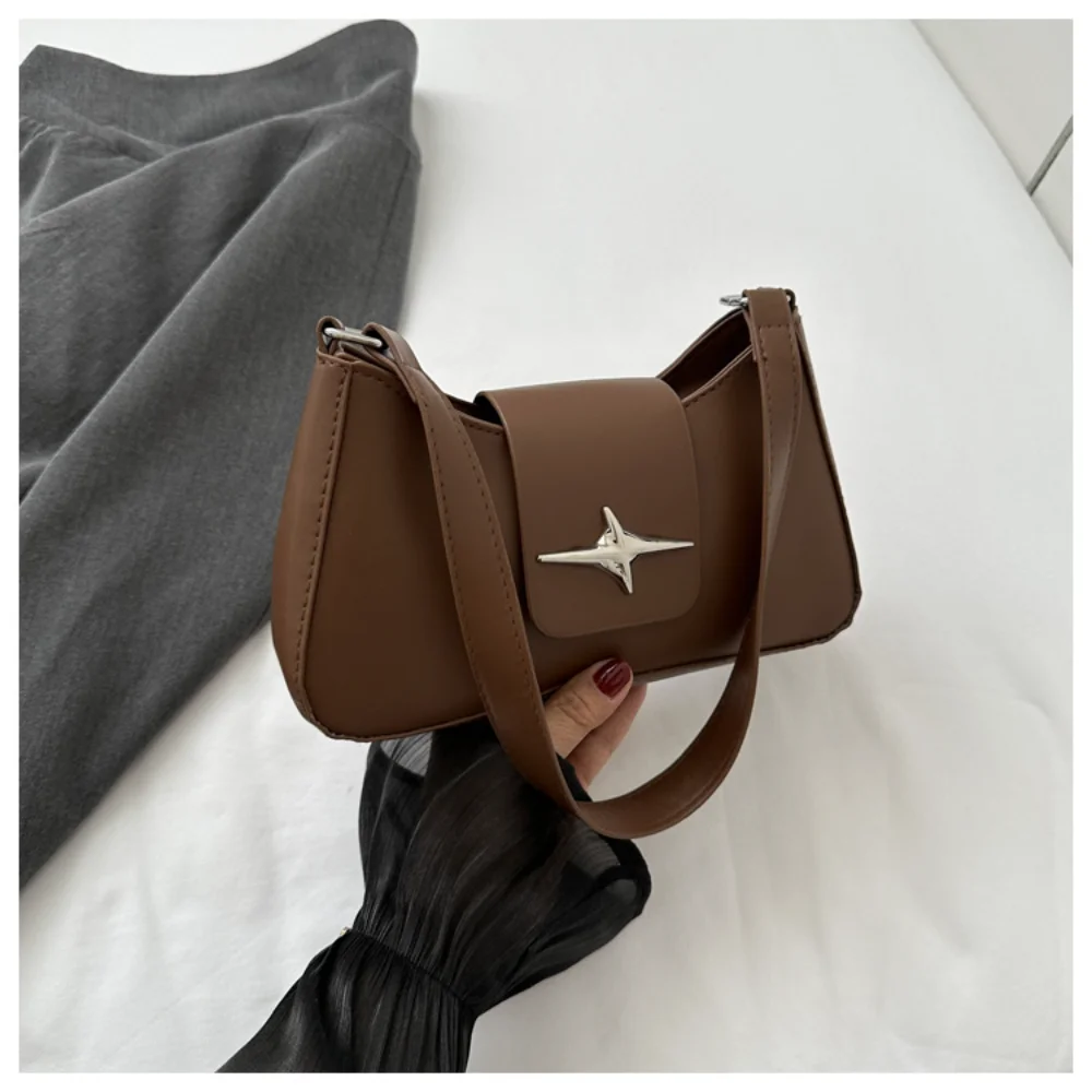 Y2K Shoulder Bags for Women Classic Small Purse Glossy PU Leather Luxury Brand Female Underarm Handbags Daily Ladies Bag Purse