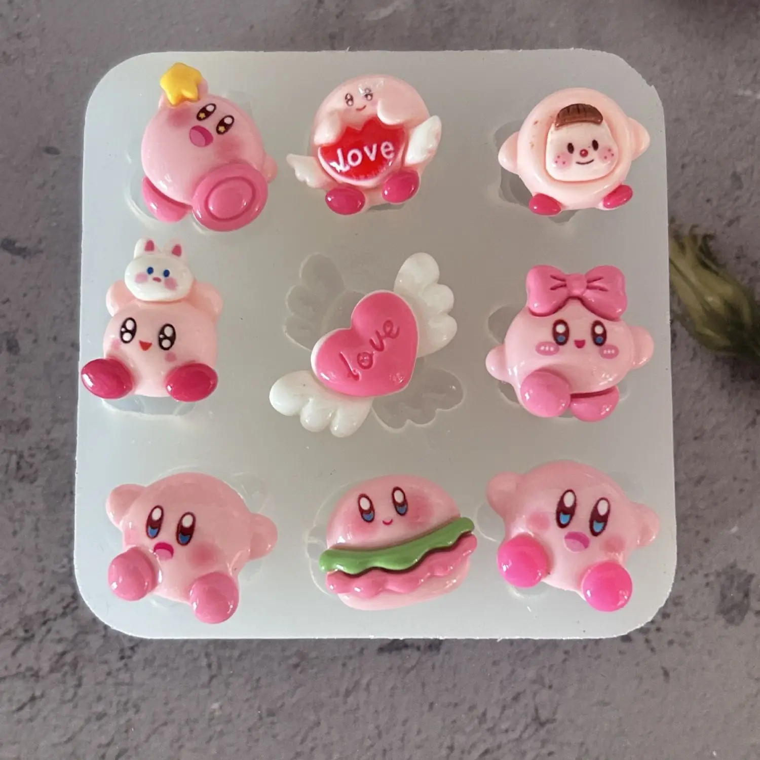 Kirby Silicone Mold Fashion Creativity Modeling Glossy Surface Mold Diy Phone Sticker Refrigerator Magnet Resin Casting Mold