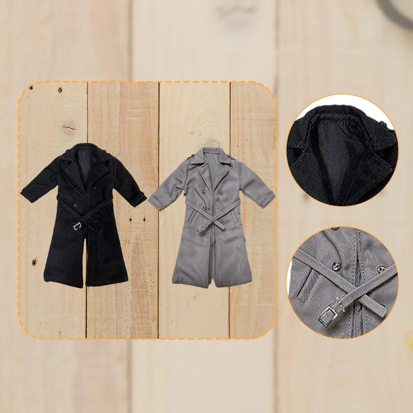 

1/8 Scale Trench Coat Model Dolls Dressing up Accessory Cosplay Miniature Costume Male Figure Coat BJD Doll Clothes for 8 inch