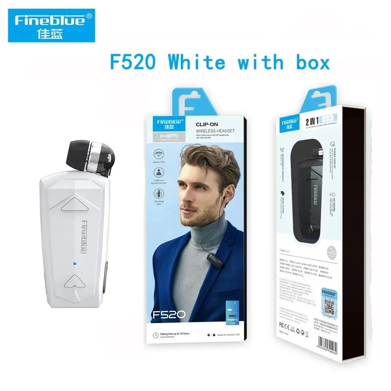 Fineblue F520 Mini Wireless Earphone Bluetooth 5.3 Retractable Headset in Lotus One Ear Calls Remind Vibration Sport Headphone