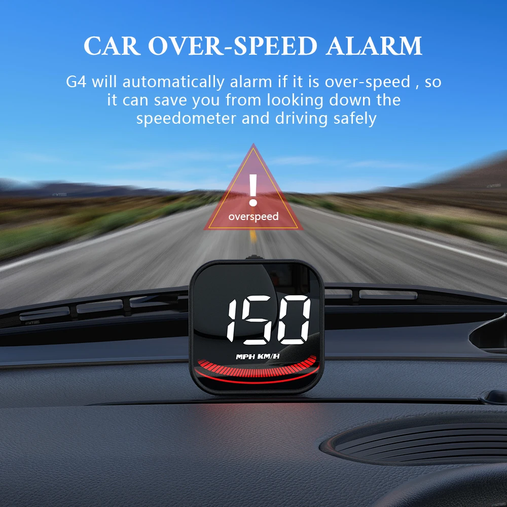 WYOBD G4 Head Up Display LED Auto  Speedometer Smart Digital Alarm Reminder GPS HUD Car  Accessories for All Car