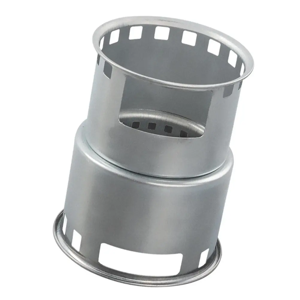 

Уличная печь для барбекю из нержавеющей стали, работающая на дровах, с большим нижним отверстием, портативная походная печь для кемпинга и пеших походов