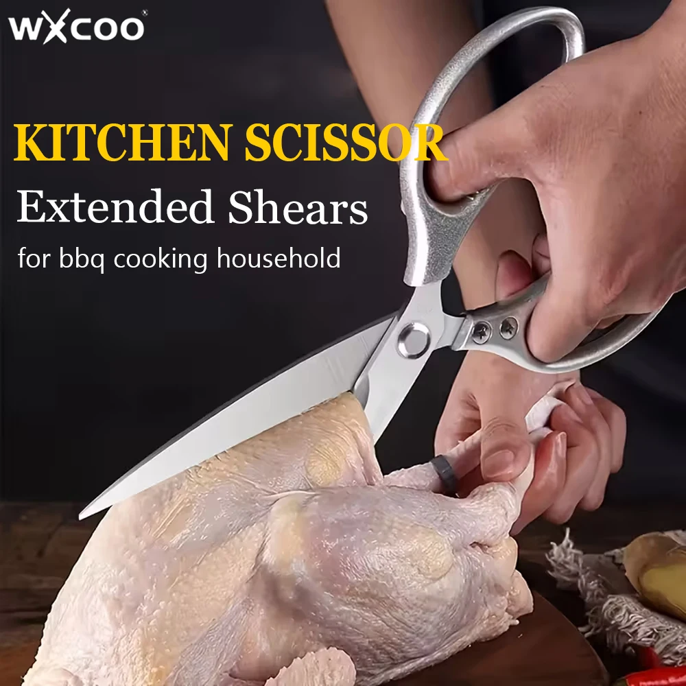 WXCOO Kitchen Scissors for BBQ Cooking  Stainless Steel Chicken Bone Shears Extended Food Scissors for Home Kitchens Use