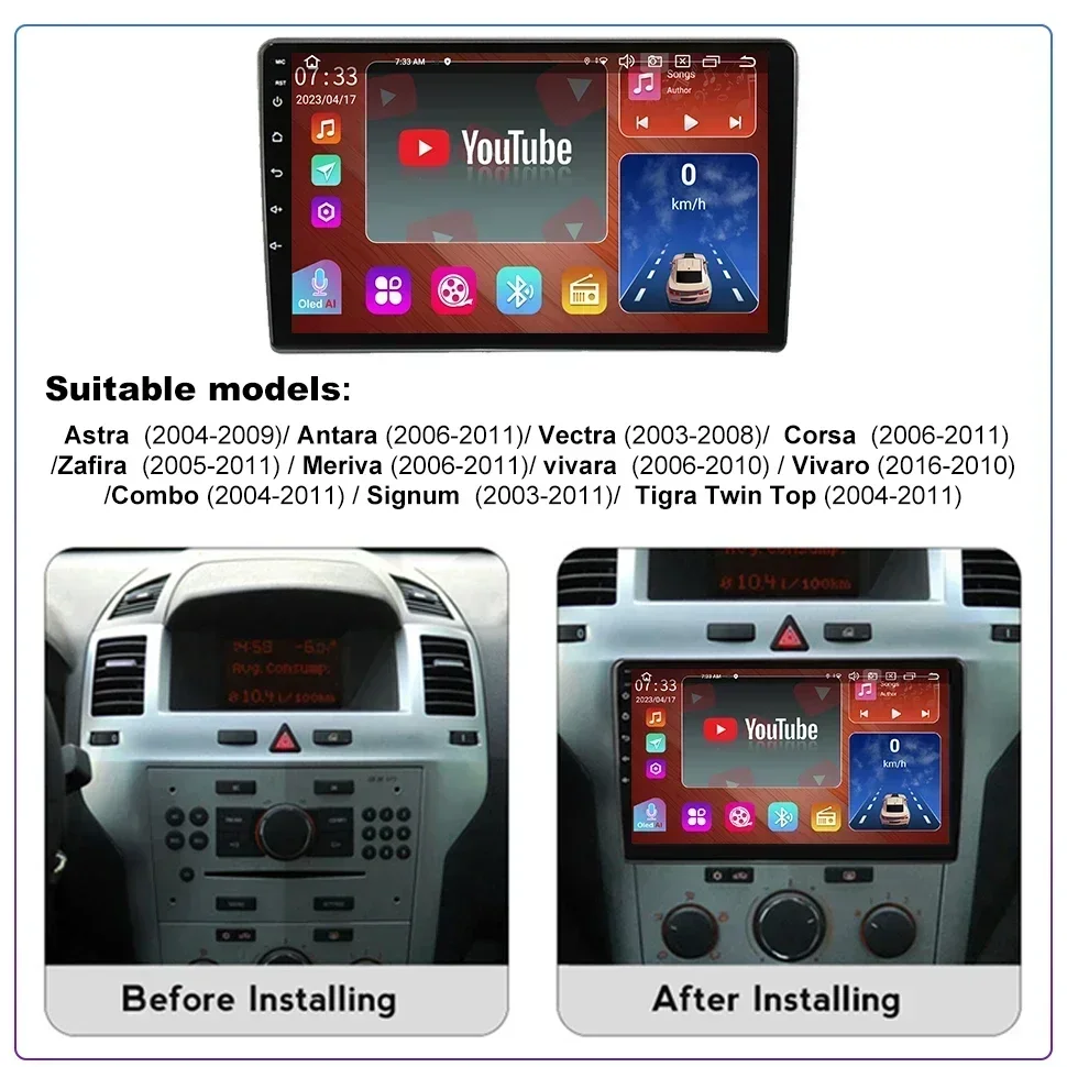 SEPTON Car Radio Stereo Screen for Opel Zafira B 2005 -2014 Astra H 2004-2014 Wireless Carplay Android Auto Multimedia Player BT