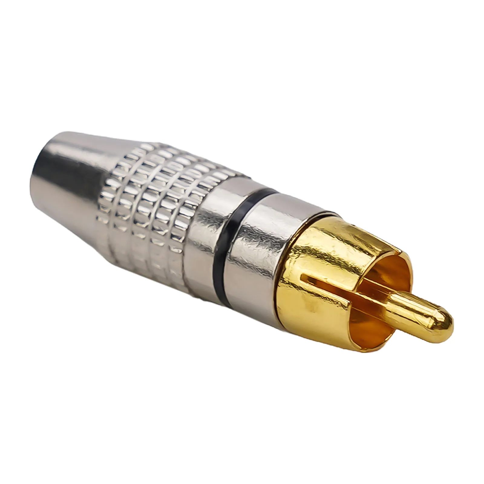 10Pcs Gold Plated Soldering Audio Video Male Plug Adapter Connector Part Kit 42x11mm Cable Male Plug Adapter