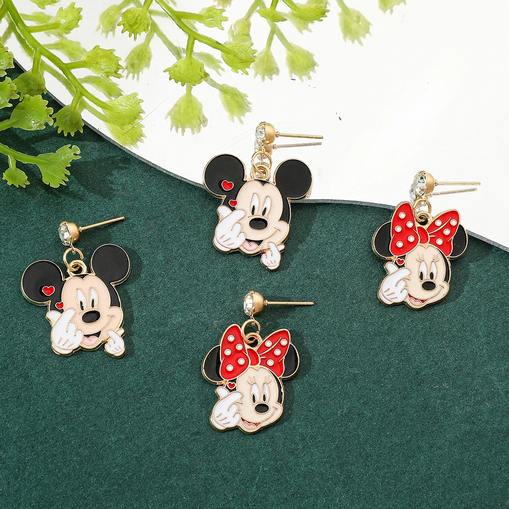 1pair Disney Mickey Minnie Mouse Earrings Mickey Jewelry Cartoon Stud Earrings Charm Earrings Jewelry Accessories