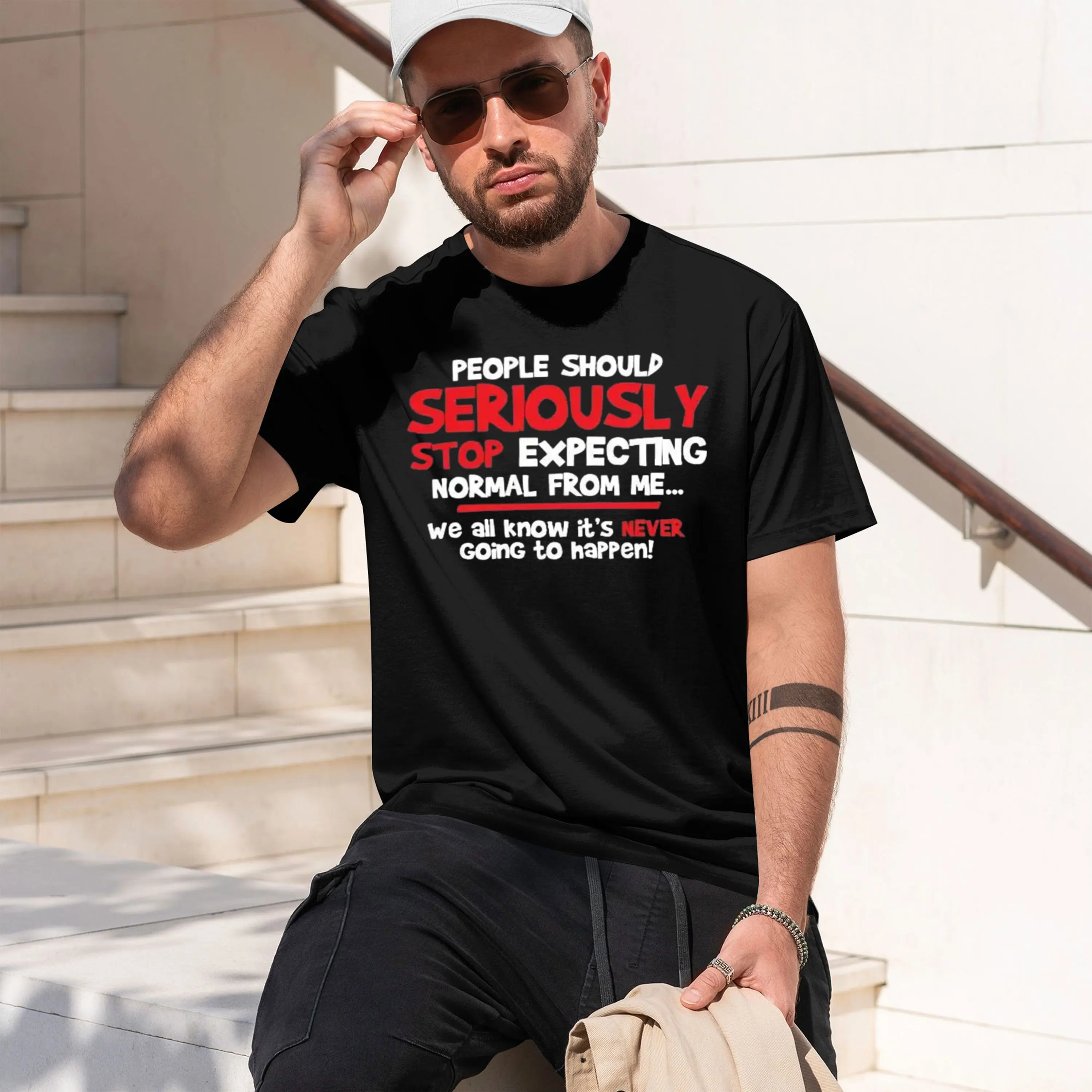 n’T Expect Normal From Me Quote T Shirt Funny Graph | Edgy Attitude Style Casual Wear Tee For Men Summer Short-Sved 2026 New Mod