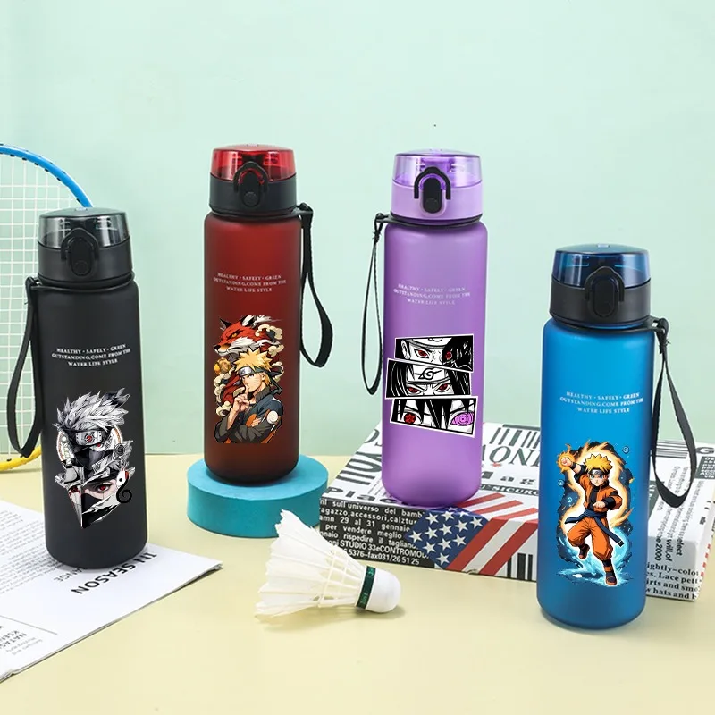 650ml Naruto Water Bottle Cartoon Anime Pattern Print Outdoor Large Capacity Sport Bottles Women Men Cups Birthday Party Gifts