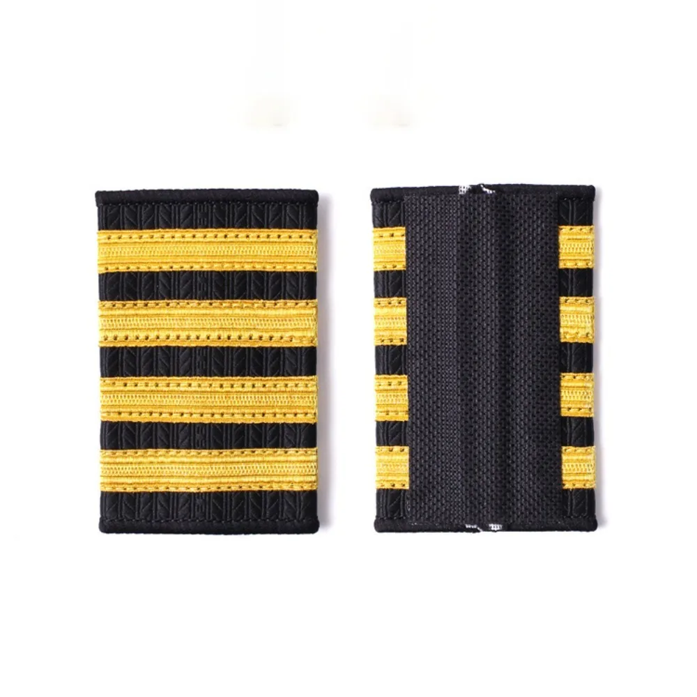 1 Pair Professional Pilot Uniform Epaulets Fabric Gold Stripe Shoulder Badges Hot Sell Metal Wire Woven Tape