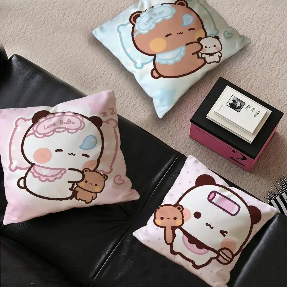 Panda Bubu Brown bear Dudu Decorative Room Aesthetics Pillow Case Home Decor Bedroom Sofa Bed Couch Pillow Cover 45x45