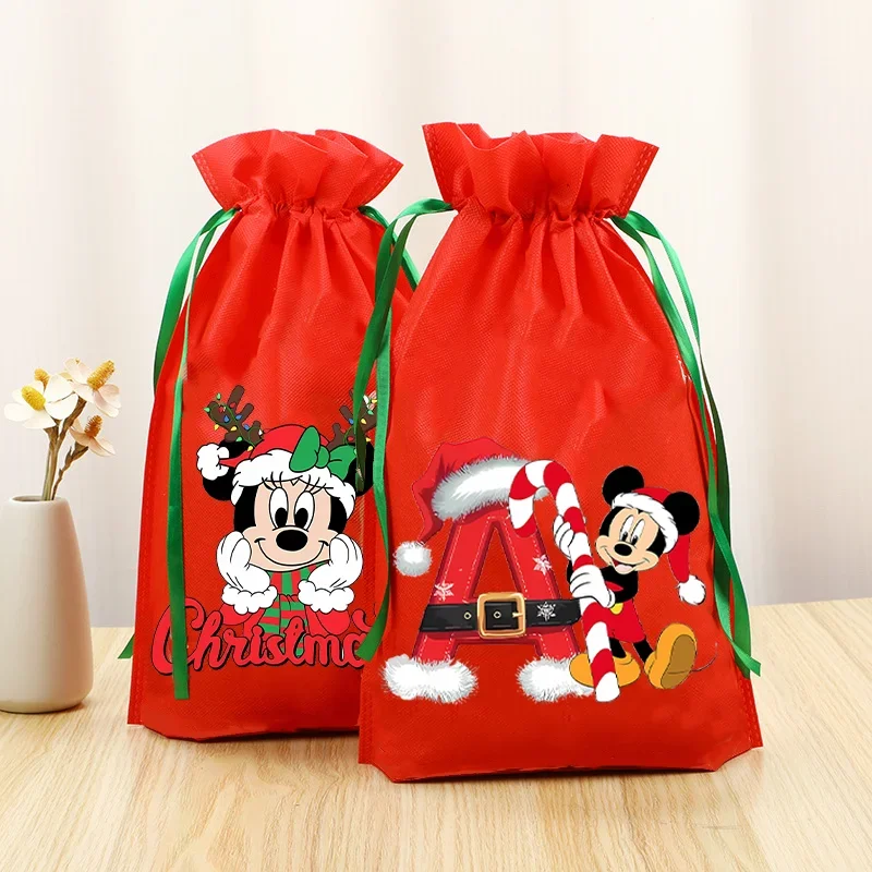 Anime Mouse 1Pcs Red Christmas Velvet Bags Drawstring Santa Gift Pouch Candy Snack Wrapping Bag Wedding Party Favors Decoration