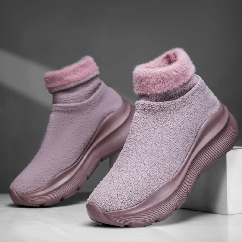 

Winter Sock Sneakers Men for Cotton Fur High-top Sports Shoes Women Walking Shoes Plush Warm Shoes Men Socks Trainers Running