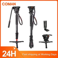 COMAN KX3232 trípode monopié de cámara profesional telescópico de aluminio con pies y cabezal de fluido de inclinación panorámica para cámara DSLR Manfrotto