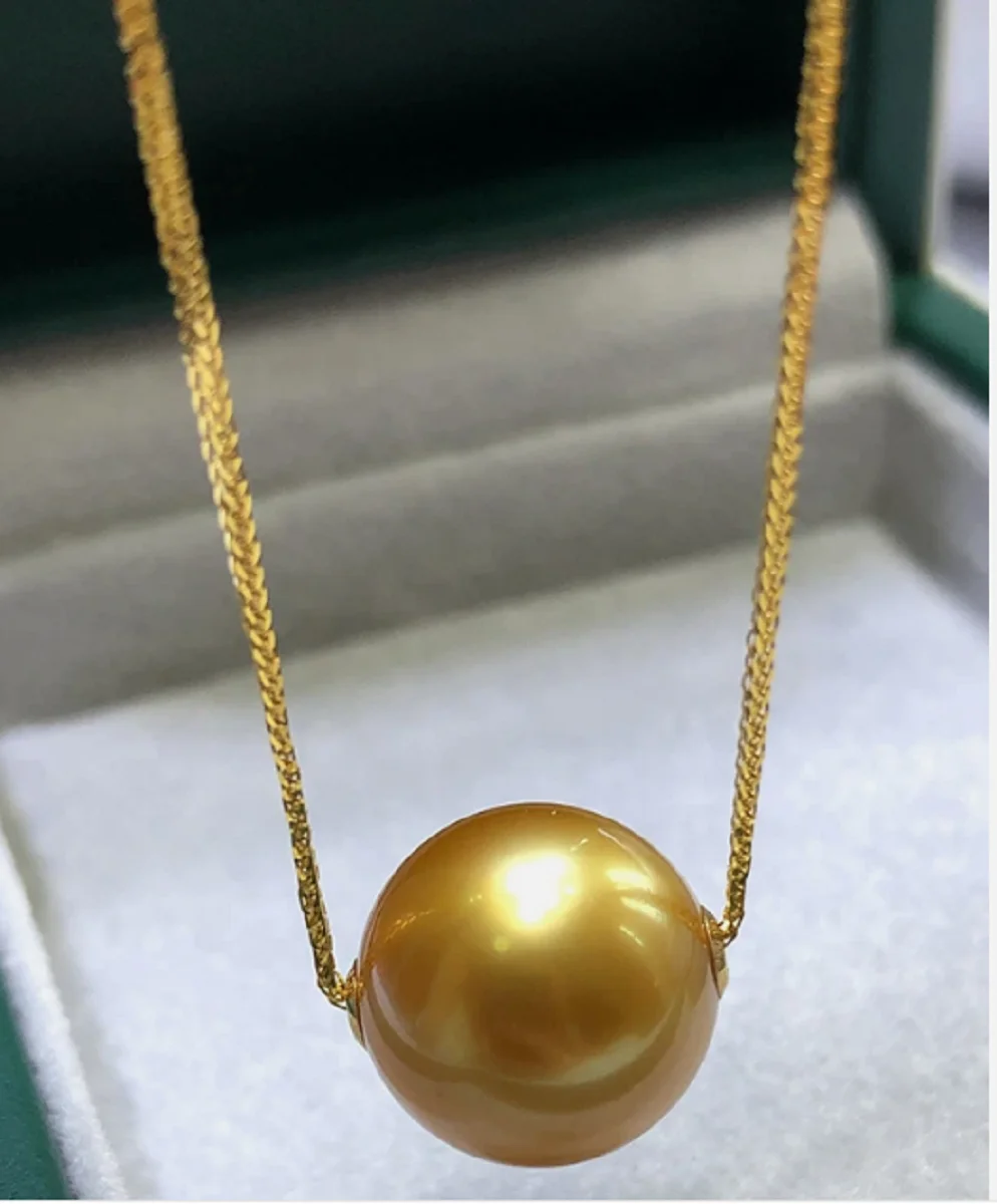 

18"11-12mm natural south sea gold loose pearl necklace pendant