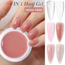 LILYCUTE 8ml 6 IN 1 Hard Gel Nail Extension Gel Polish HEMA FREE Soak Off 3D Carving Flower Strengthener Construction Nail Art