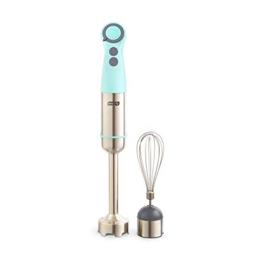 

Chef Series Immersion Hand Blender 5 Speed Stick Blender with Stainless Steel Blades Whisk Attachment and Recipe Guide Aqua