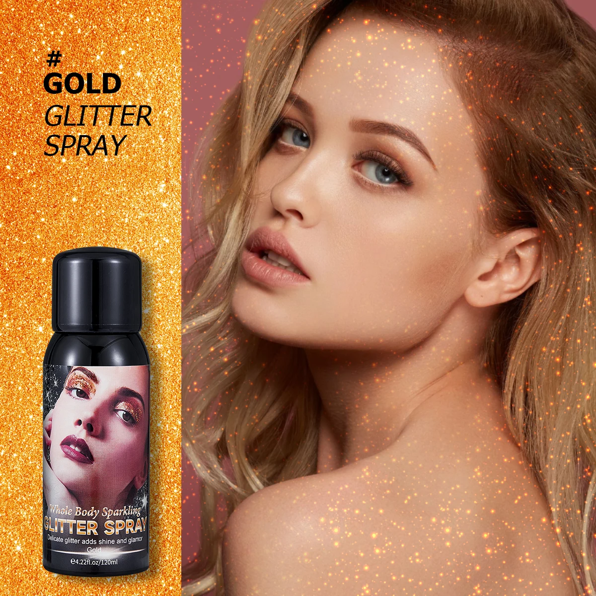 1 garrafa/120ml spray de glitter cosmético spray de alto brilho natural tridimensional brilho de longa duração