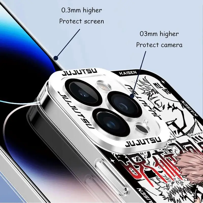 Japan Anime J-Jujutsu Kaisen Case for Apple iPhone 15 Plus 12 Pro 13 Mini 11 XR 14 Pro Max XS Max 7 8 SE Clear Silicone Cover