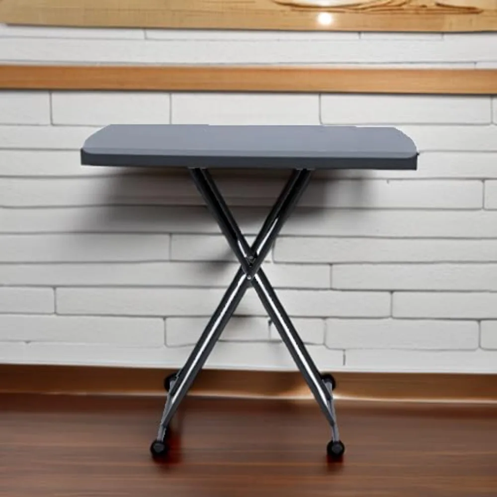 طاولة قابلة للطي مدمجة للتخييم، طاولة أدوات متينة مع ارتفاع قابل للتعديل، لون فحمي، 19.5 طول × 30 عرض × 28 Hei