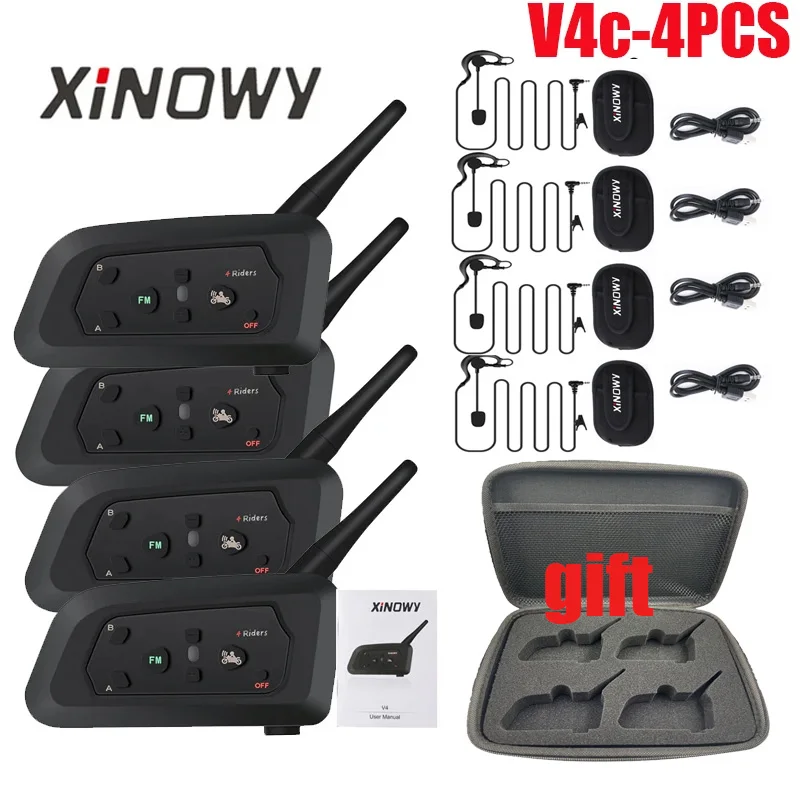 

Xinwoy V4C PLUS 4 шт. 4 пользователей футбольный рефери 1200 м Bluetooth наушники с FM-радио BT домофон наушники подарочная сумка