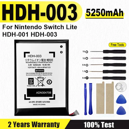 Batería de 5250mah HDH-003 HDH 003 Switch lite para Nintendo Switch Lite HDH-001 HDH-003 HDH-A-BPHAT-C0 batería recargable + herramienta