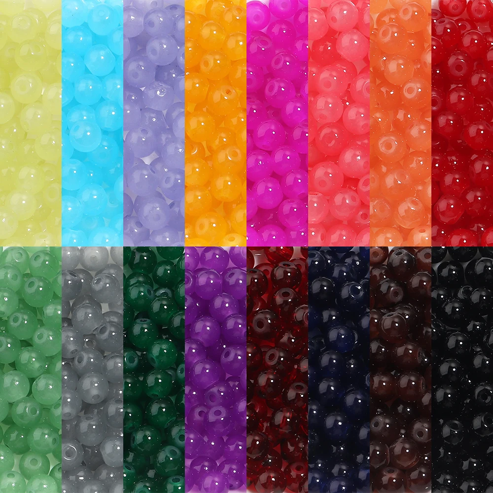 50 teile/los 6mm Glas Runde Perlen Mehrfarbige Lose Spacer Perlen für Schmuck Machen DIY Armbänder Halskette Zubehör Großhandel