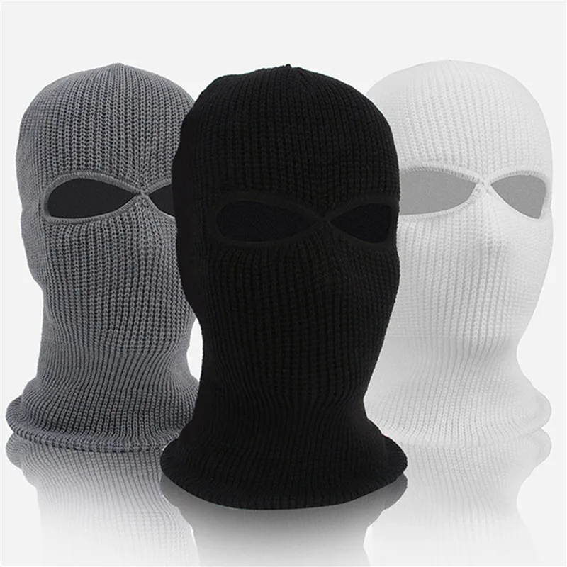 9 Colors Full Face Cover Mask Three 2 Hole Balaclava Hat Army Tactical Winter Ski Cycling Mask Beanie Hat Scarf Warm Face Masks