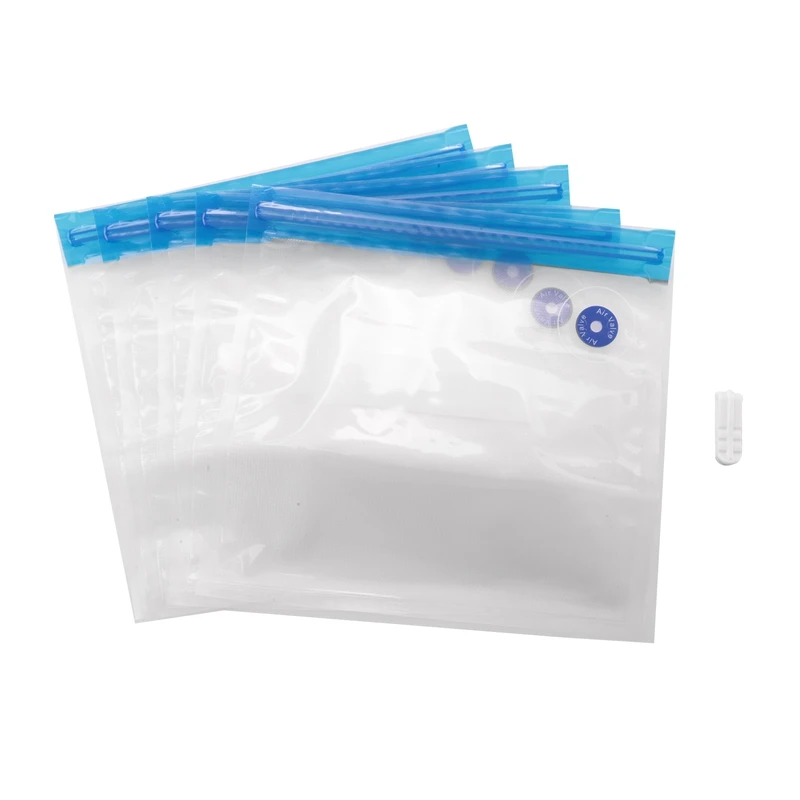 

5PCS Vacuum Food Storage Zipper Bags For Electric Handheld Vacuum Sealer Pump Portable Transparent 22 X 21 Cm