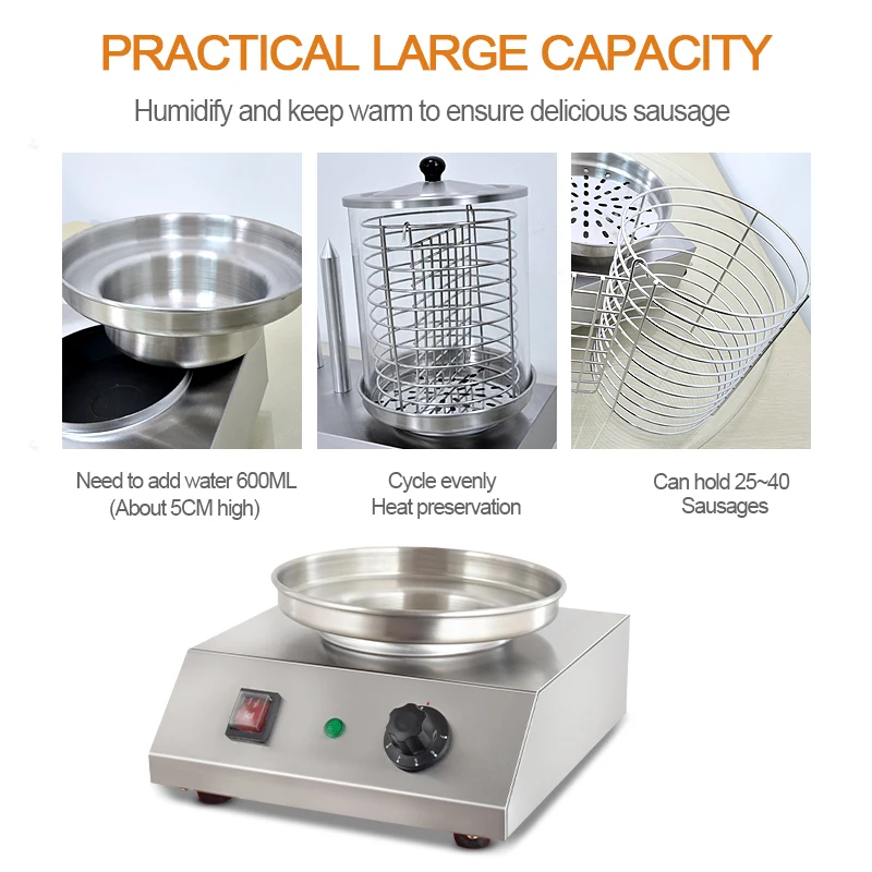 商業ホットドッググリルウォーマー電気自動ホットドッグ製造機販売用ソーセージロースター