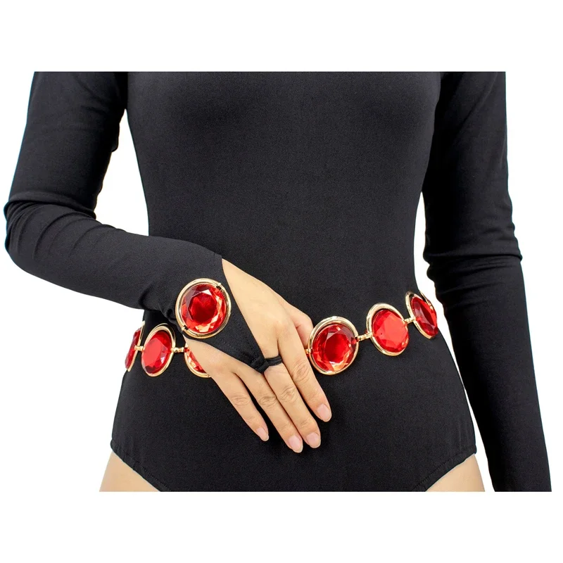 Raven Cosplay Costume Belt Accessories Anime Belt Chain with Red Gems Diamond Superhero Raven Halloween Carnival Cosplay Props