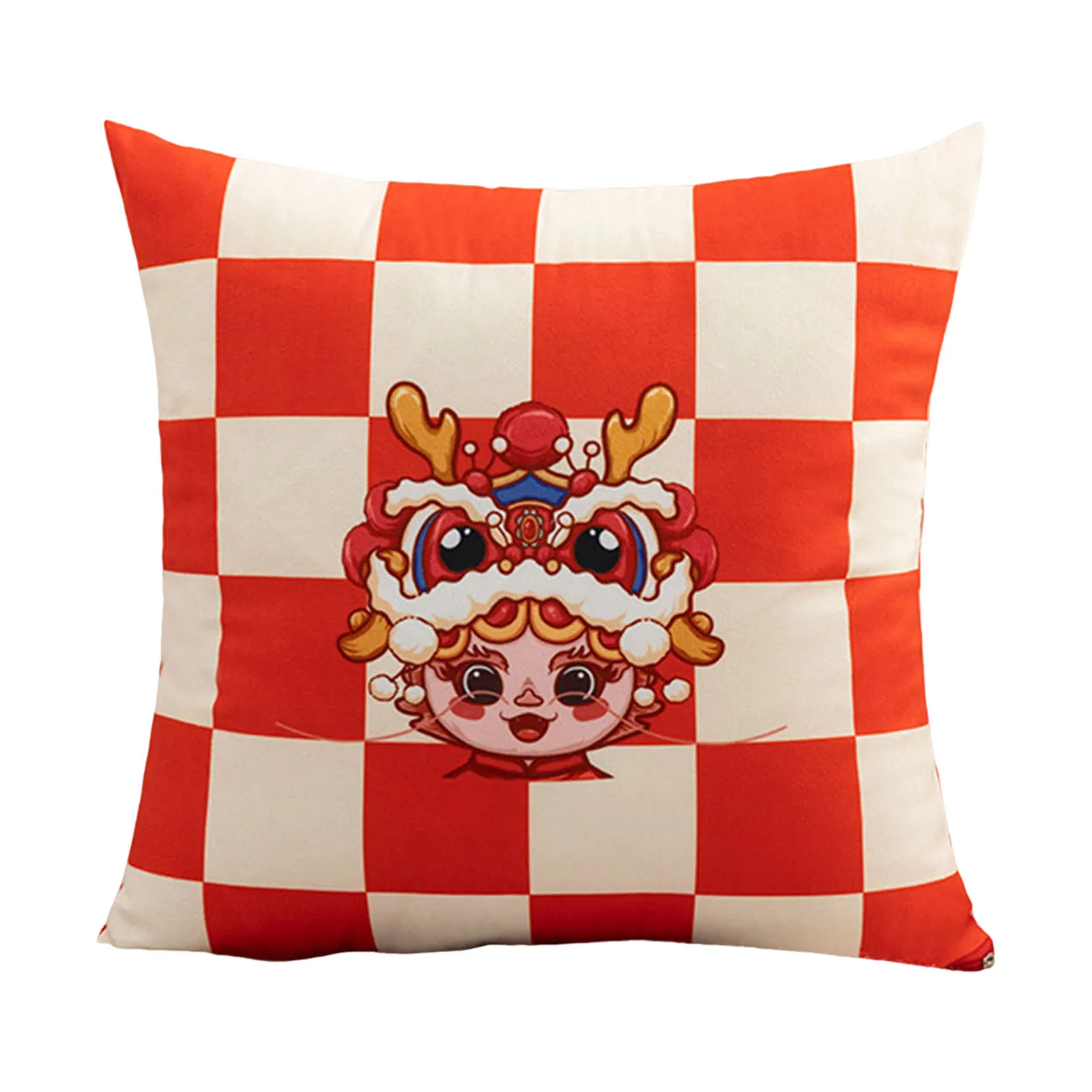 Soft Square Pillow Covers Comfortable Plush Material Year of the Dragon Pillowcase for Sofa Bedroom Car Festival Decor